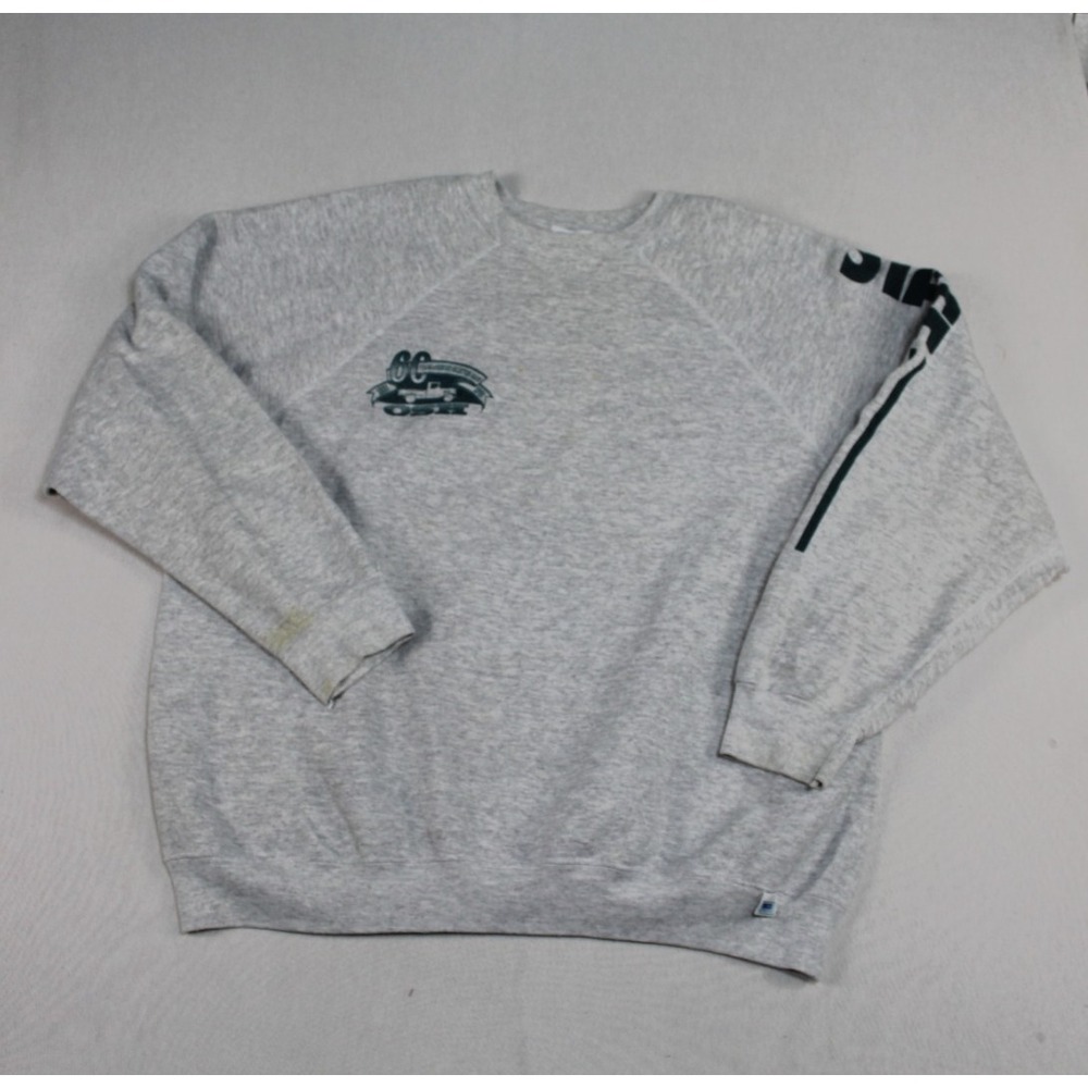 Discus Athletic Men Gray Sweater Crew Neck Pull Over Vintage Casual Size XXL